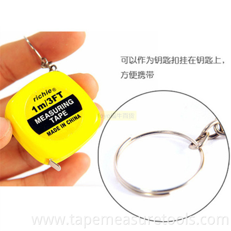 portable cheaper 1m mini tape measure keychain small tape measure with key ring